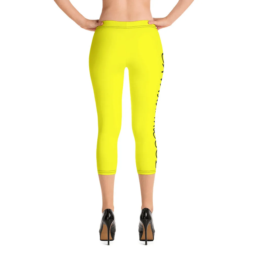 Savannahwood Black and Yellow Capri Leggings