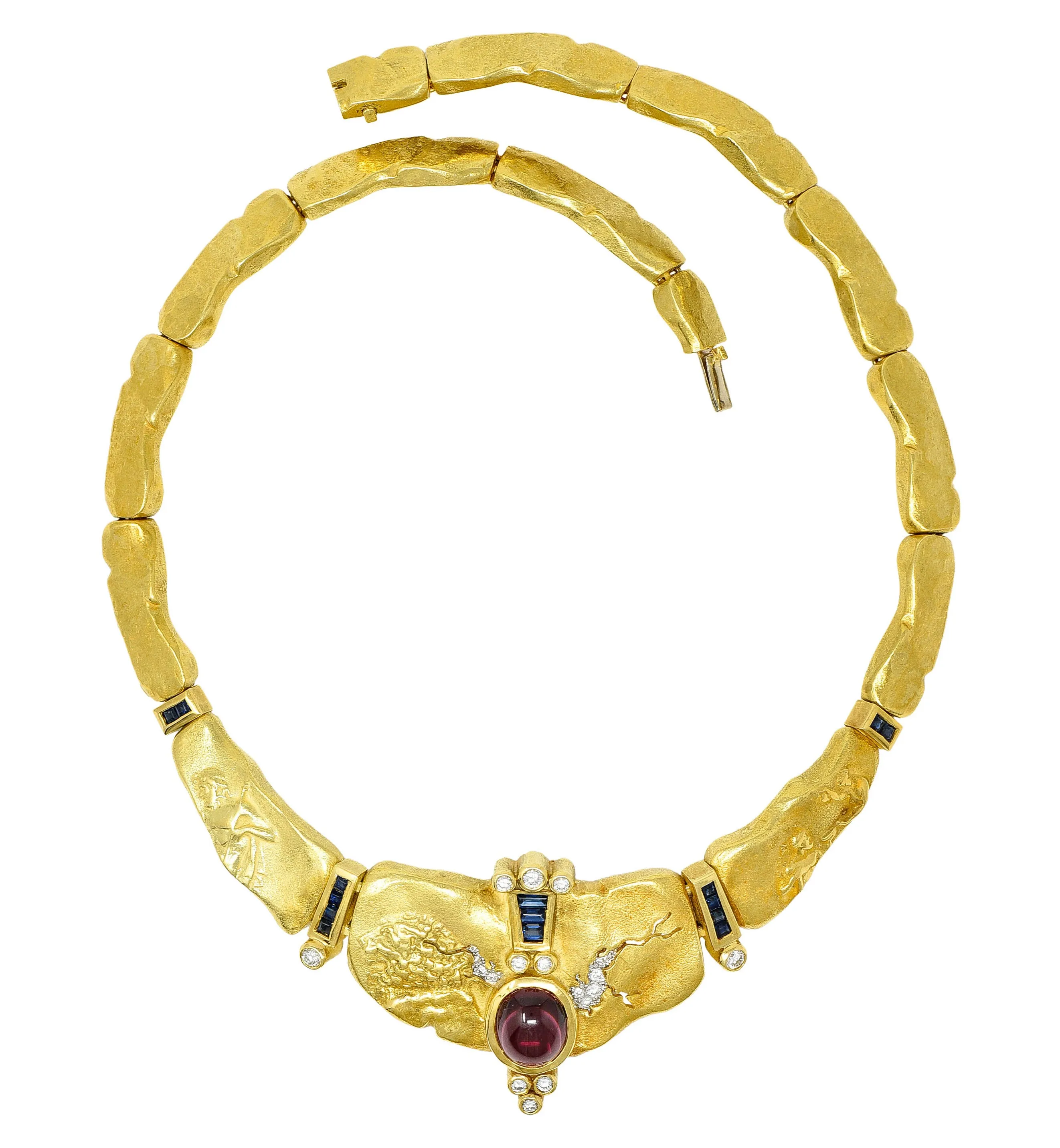 SeidenGang Sapphire Diamond Garnet 18 Karat Gold Odyssey Collar Necklace