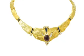 SeidenGang Sapphire Diamond Garnet 18 Karat Gold Odyssey Collar Necklace