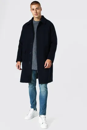 Single Breasted Collared Overcoat | boohooMAN UK