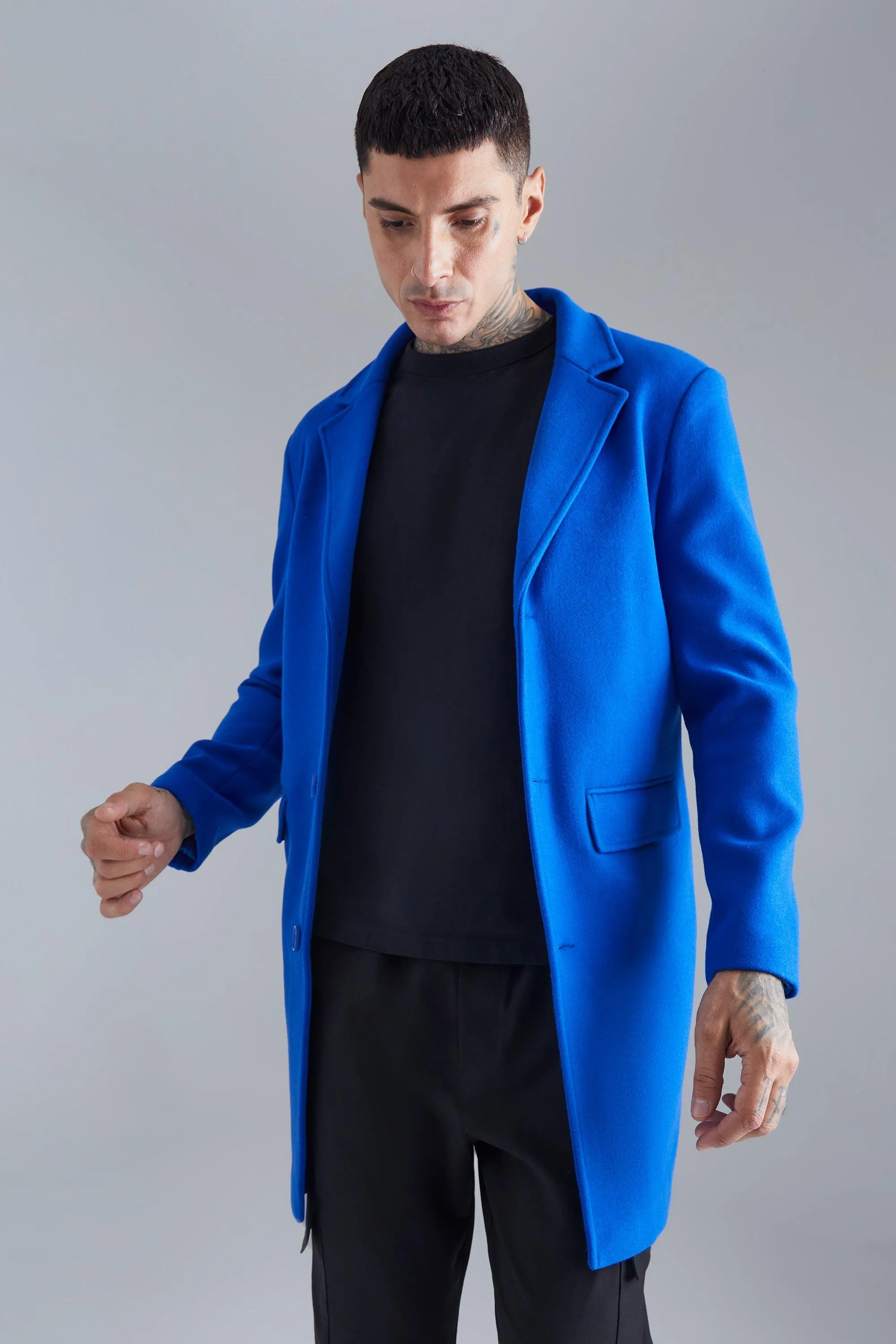 Single Breasted Wool Mix Overcoat | boohooMAN UK