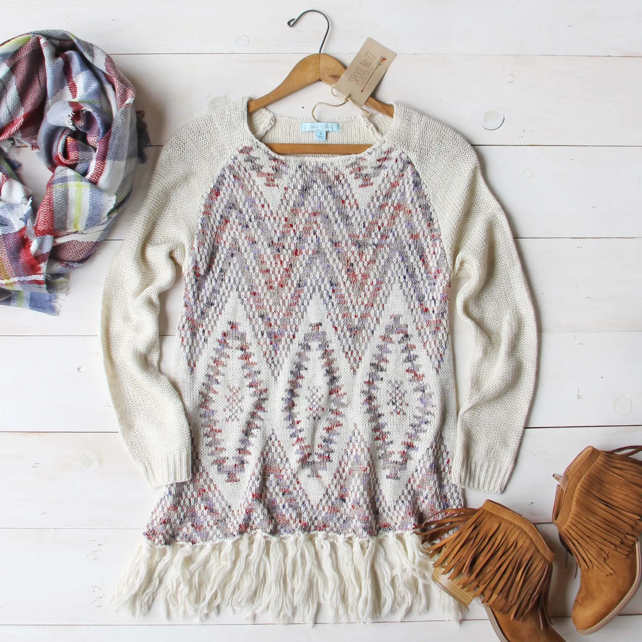 Sky Fringe Sweater