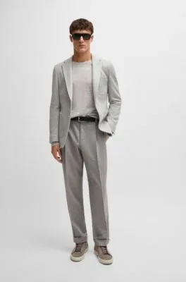 Slim-fit jacket in micro-patterned stretch jersey