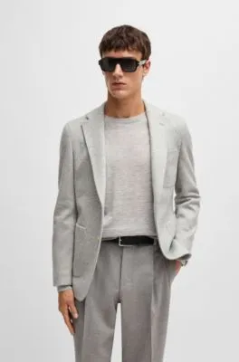 Slim-fit jacket in micro-patterned stretch jersey