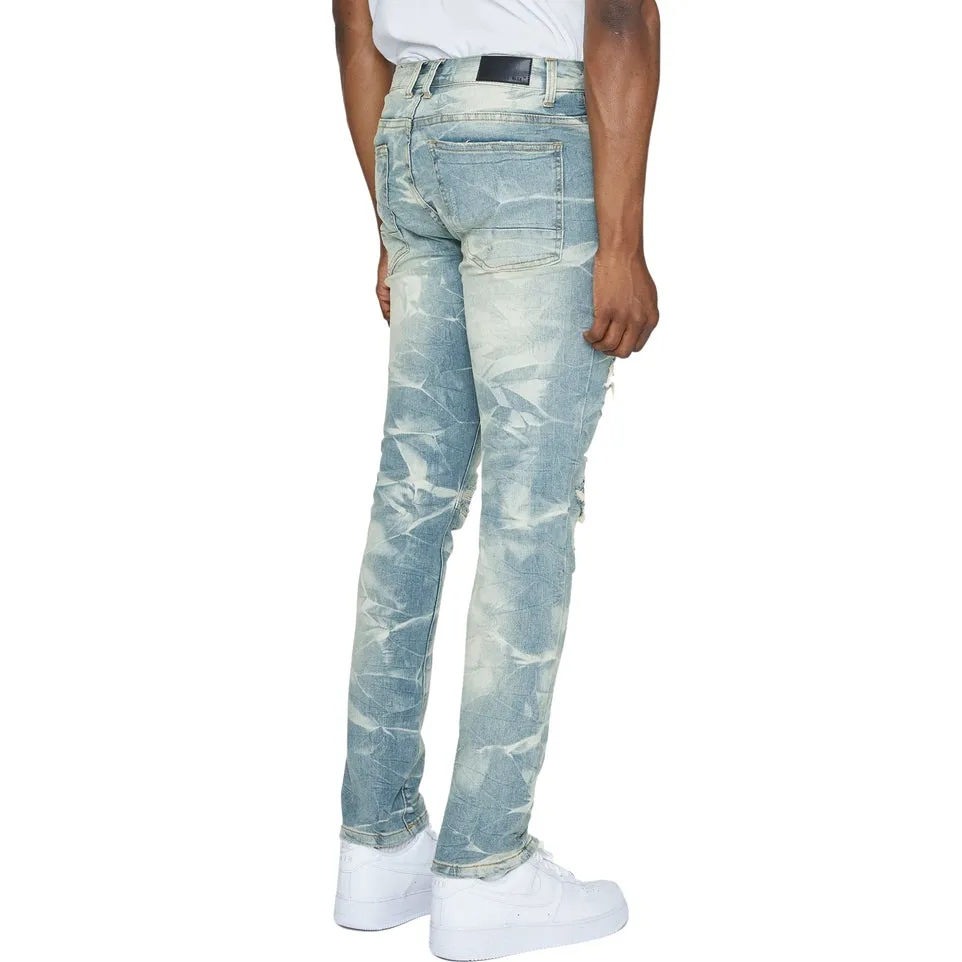 Slim Tapered Lightning Effect Jeans - Clyde Blue