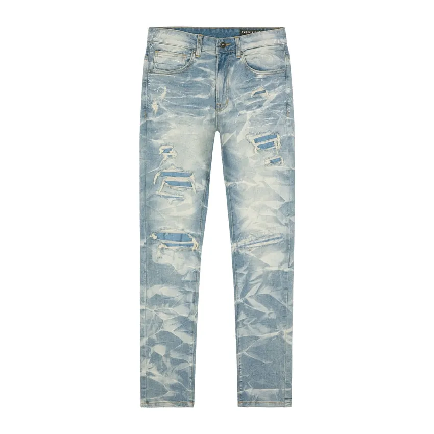 Slim Tapered Lightning Effect Jeans - Clyde Blue