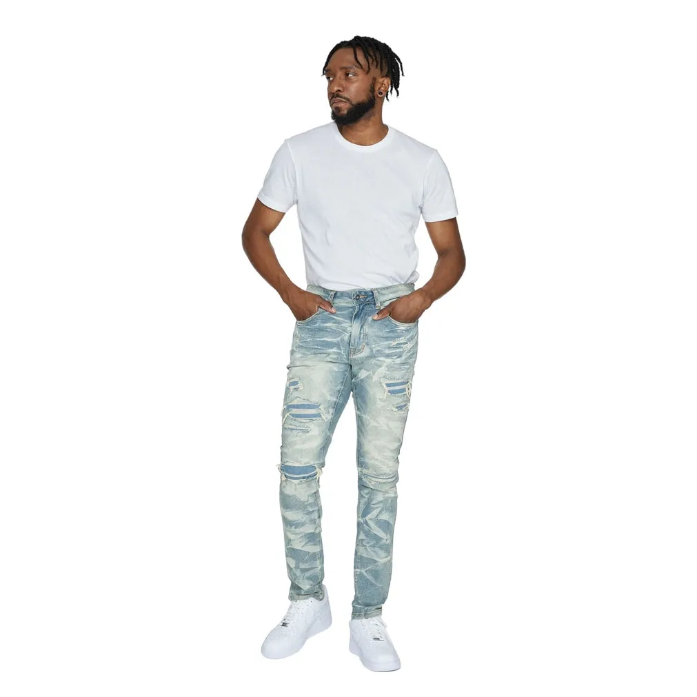 Slim Tapered Lightning Effect Jeans - Clyde Blue