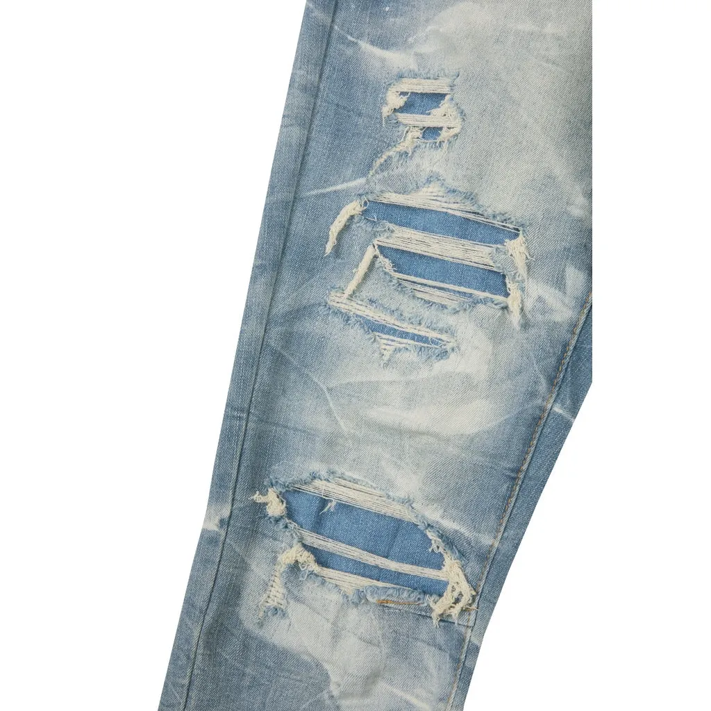 Slim Tapered Lightning Effect Jeans - Clyde Blue