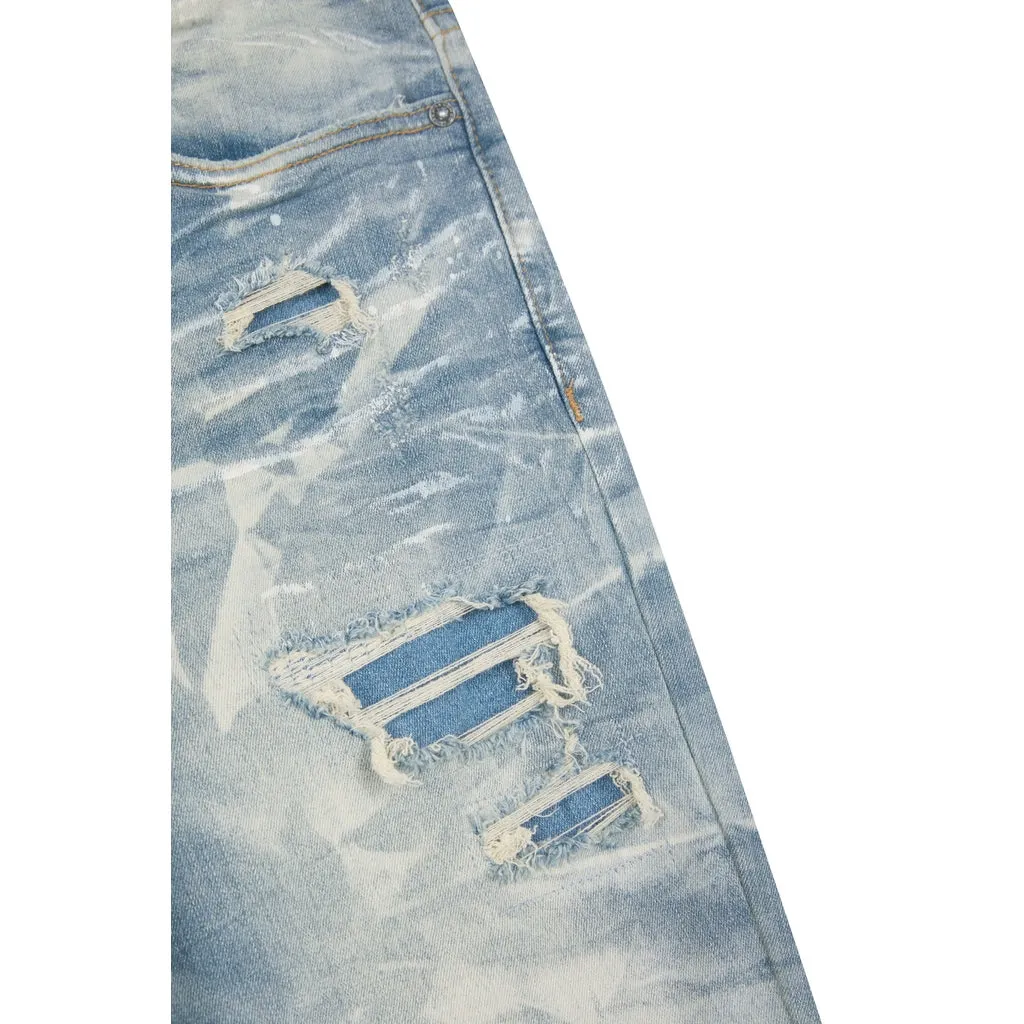 Slim Tapered Lightning Effect Jeans - Clyde Blue