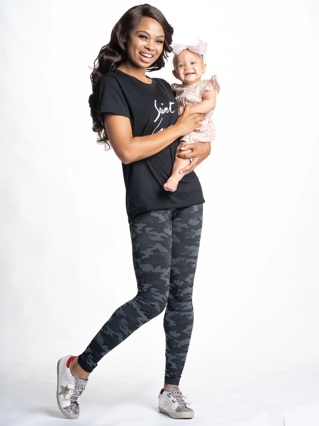 Snapback Postpartum Leggings - Black Camo