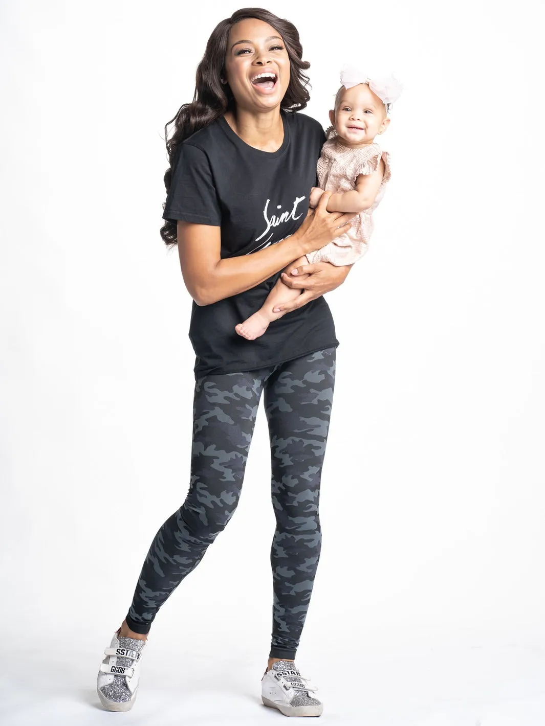 Snapback Postpartum Leggings - Black Camo