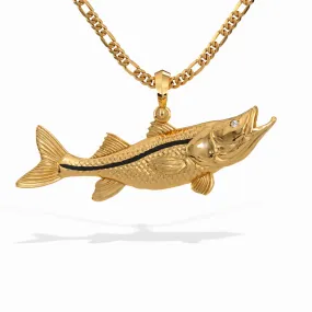 Snook Fish 3D Necklace Pendant Charm in 14K Gold | Ocean Lover's Delight