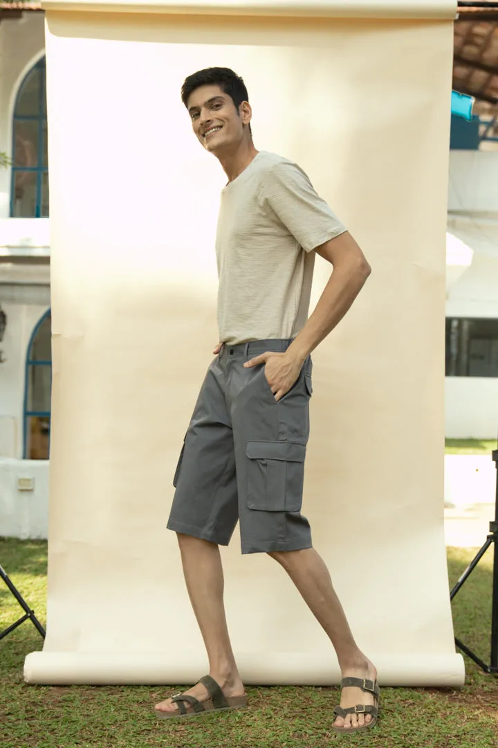 Spanish Grey Stretch Cargo Shorts