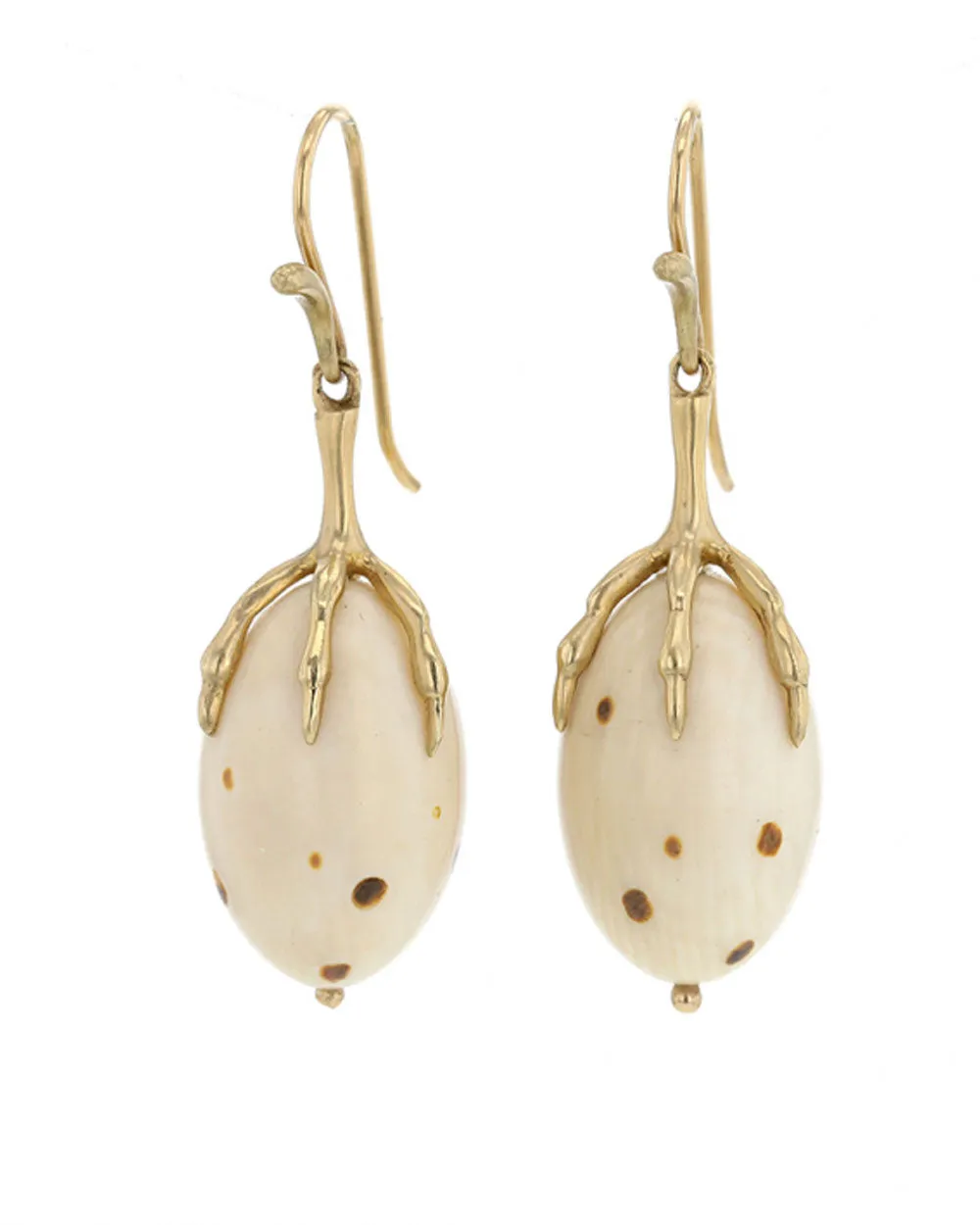 Spotted Mammoth Quail Egg Earrings