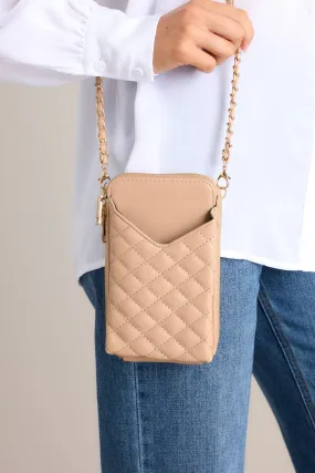 Street Smart Tan Quilted Mini Crossbody Bag