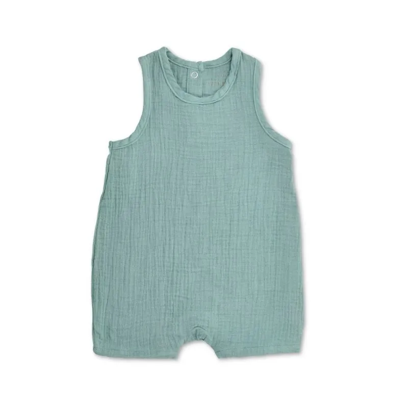 Teal Organic Muslin - Sleeveless Coverall