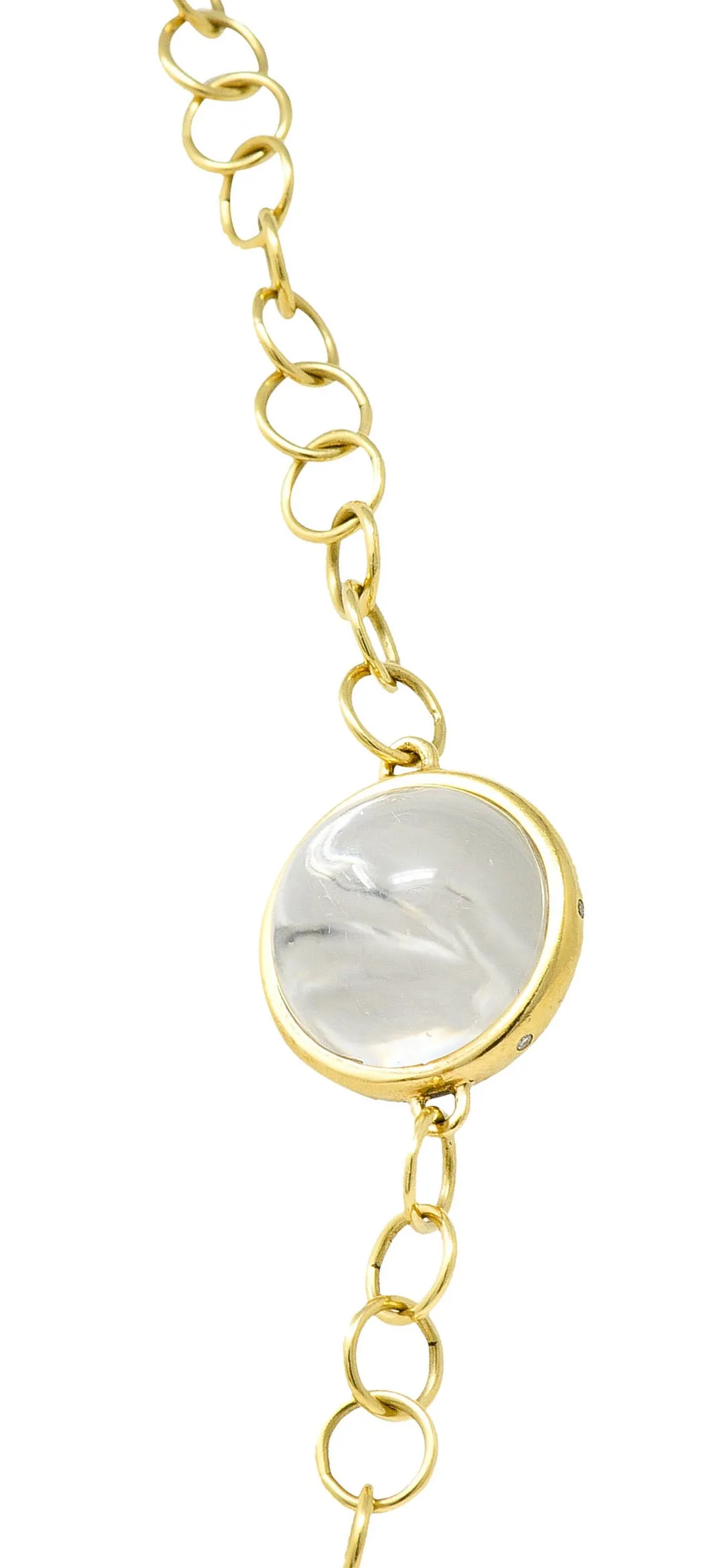 Temple. St. Clair Rock Crystal Quartz 18 Karat Gold Man-In-The-Moon Necklace