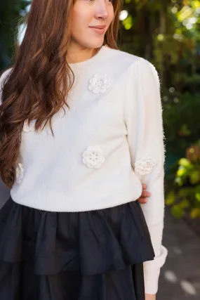 The Caught the Bouquet Flower Applique Sweater