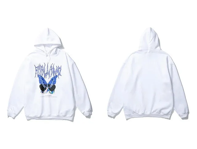 Uninhibited 'Parliamo' Drawstring Hoodie in Butterfly Print