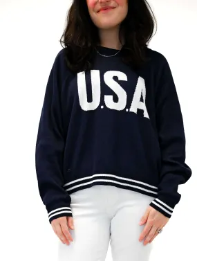 USA Sweater in Navy/White