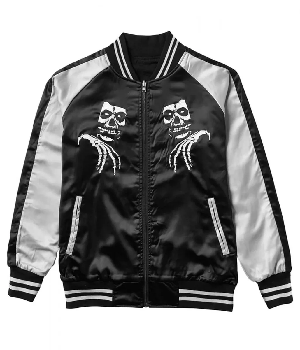 Varsity Misfits Black and Gray Satin Jacket