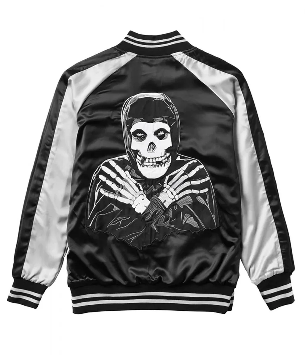 Varsity Misfits Black and Gray Satin Jacket