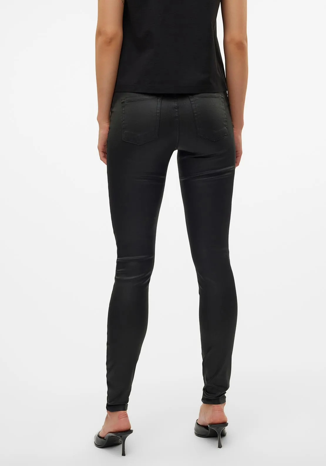 Vero Moda Flash Coated Skinny Jeans, Black