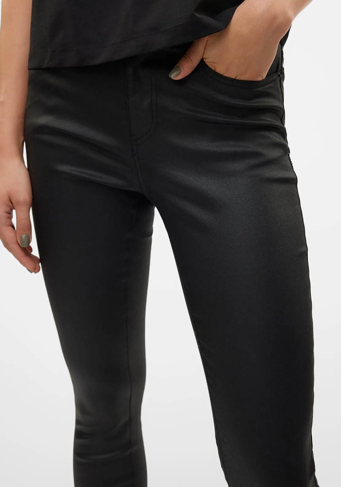 Vero Moda Flash Coated Skinny Jeans, Black