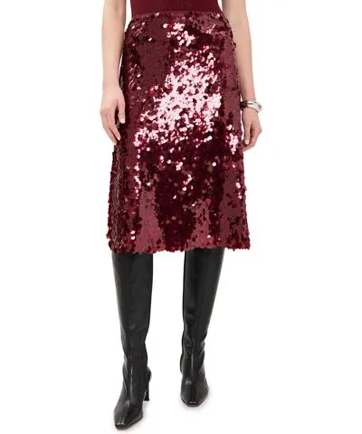 Vince Lucite Paillettes Skirt Ruby Ink 00