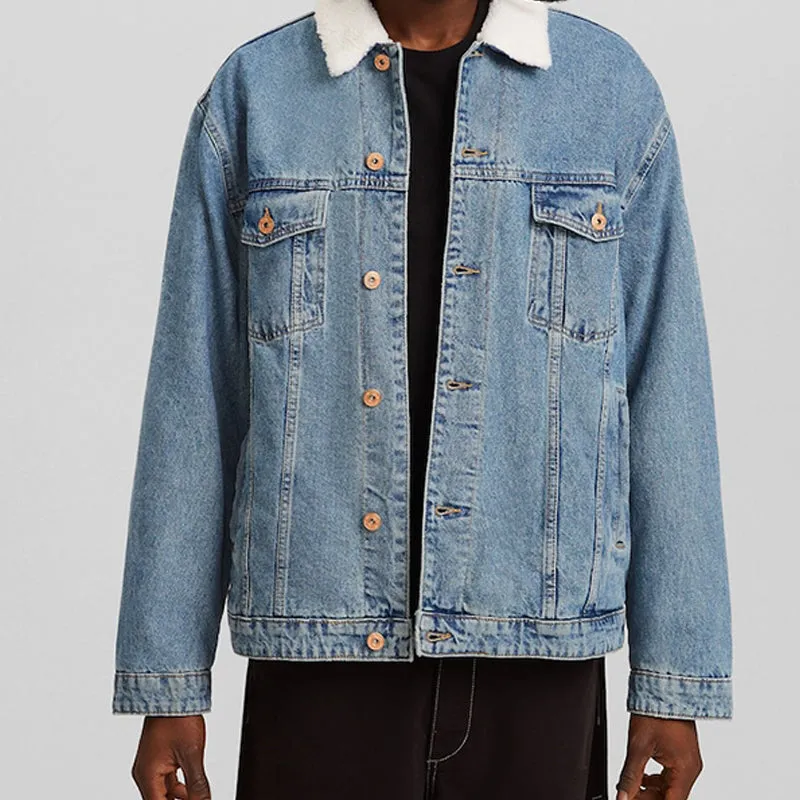 Vintage Blue Denim Jacket with Sherpa