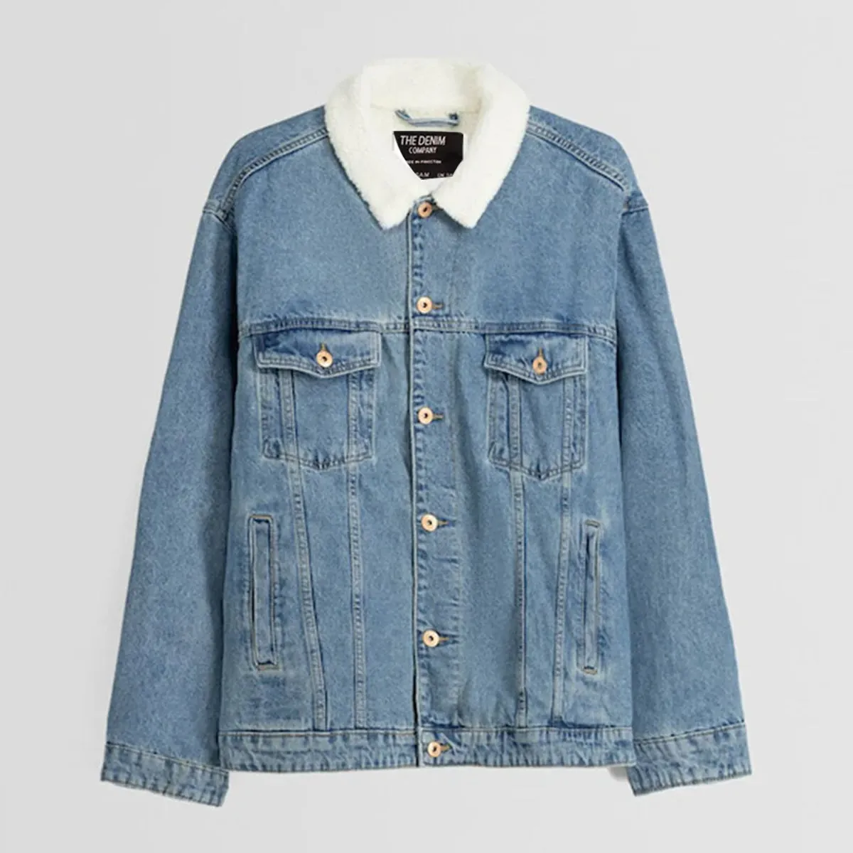 Vintage Blue Denim Jacket with Sherpa