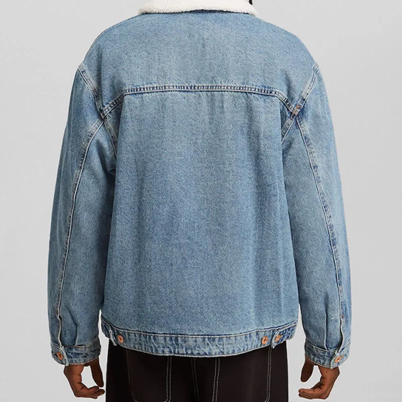 Vintage Blue Denim Jacket with Sherpa