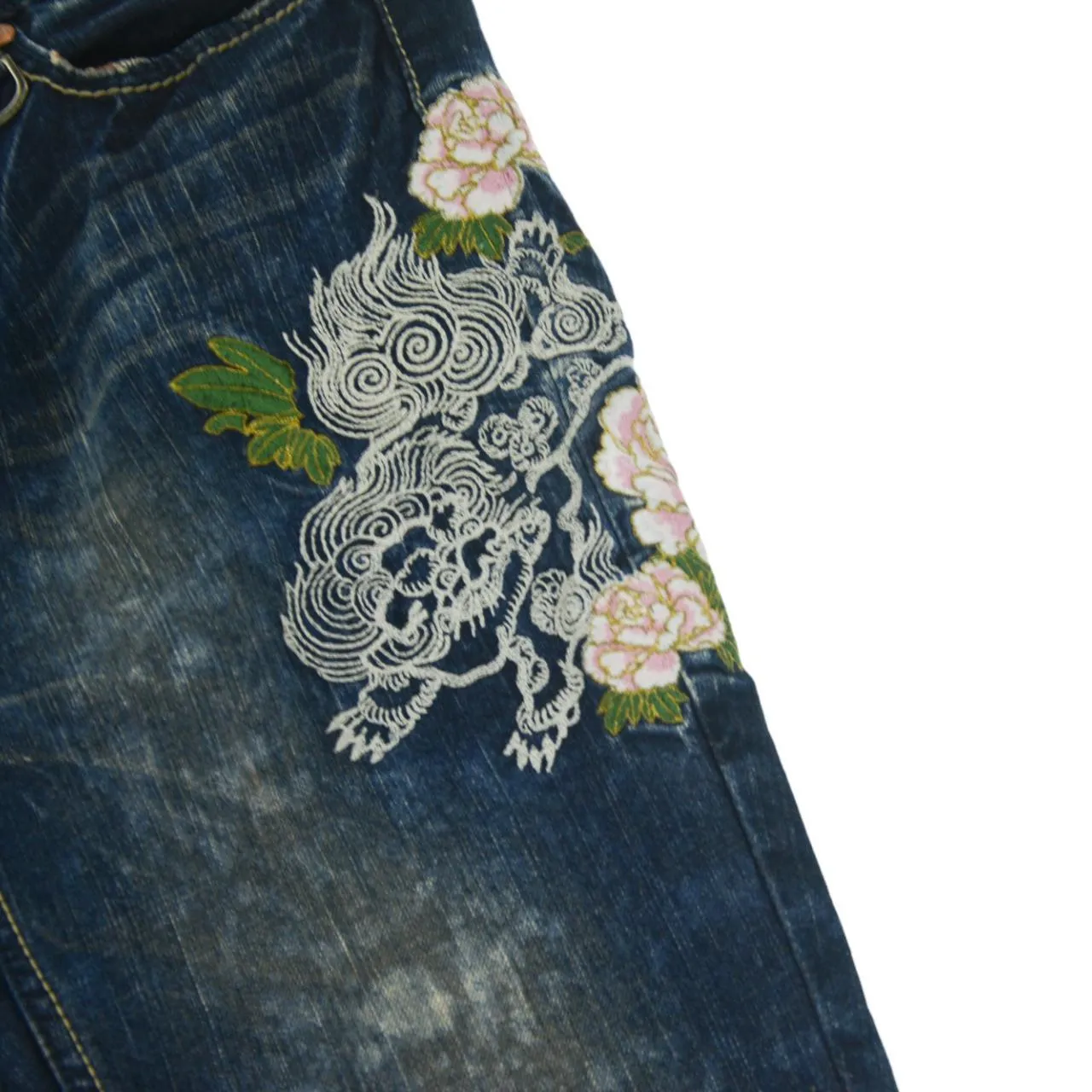 Vintage Flowers Big Train Japanese Denim Jeans Size W31