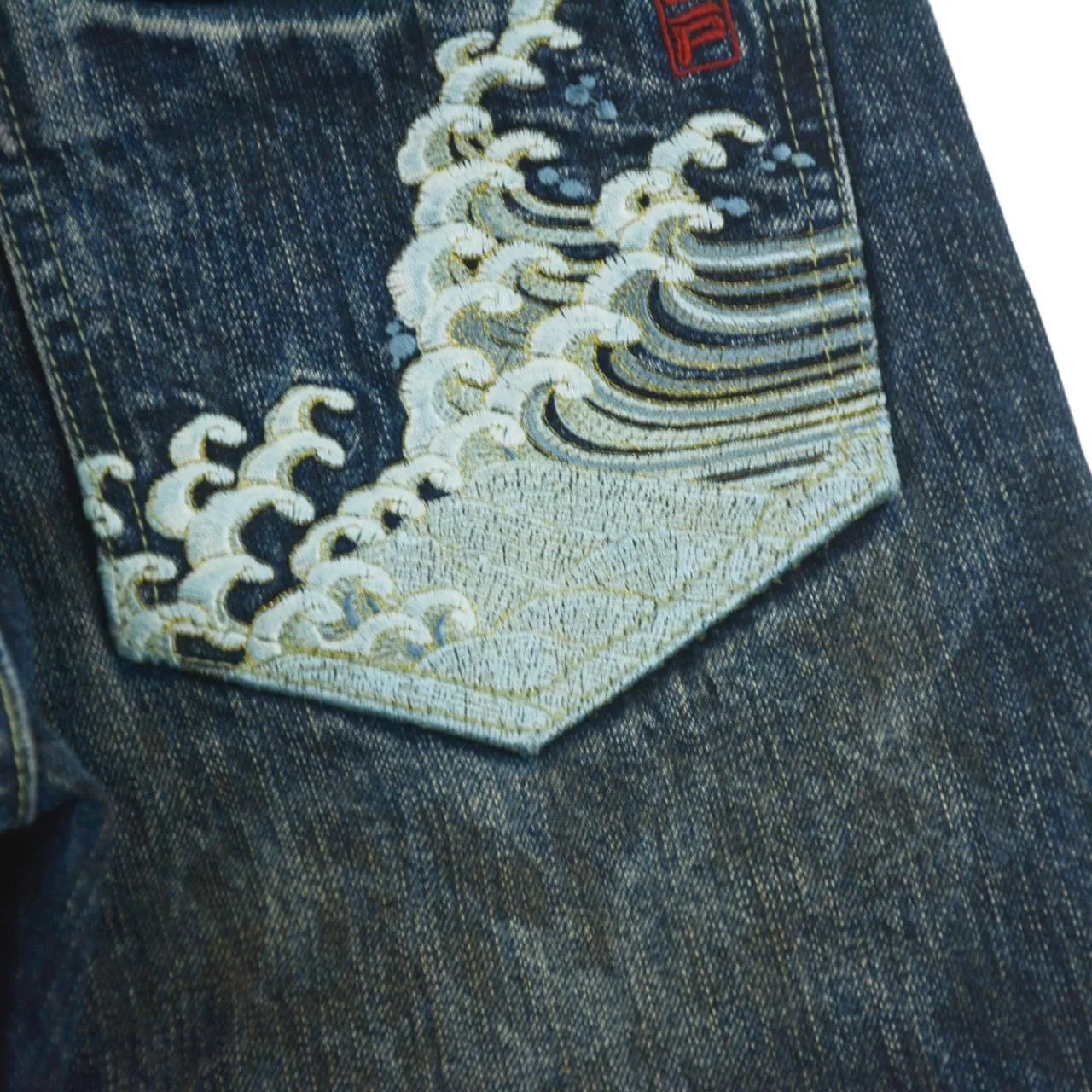 Vintage Koi Fish Big Train Japanese Denim Jeans Size W30