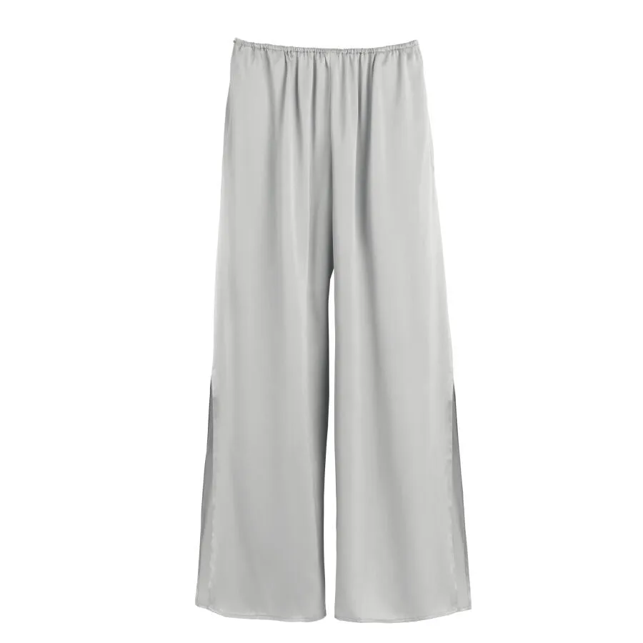 Washable Charmeuse Cropped Wide-Leg Pant