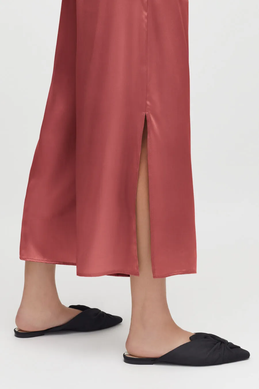 Washable Charmeuse Cropped Wide-Leg Pant