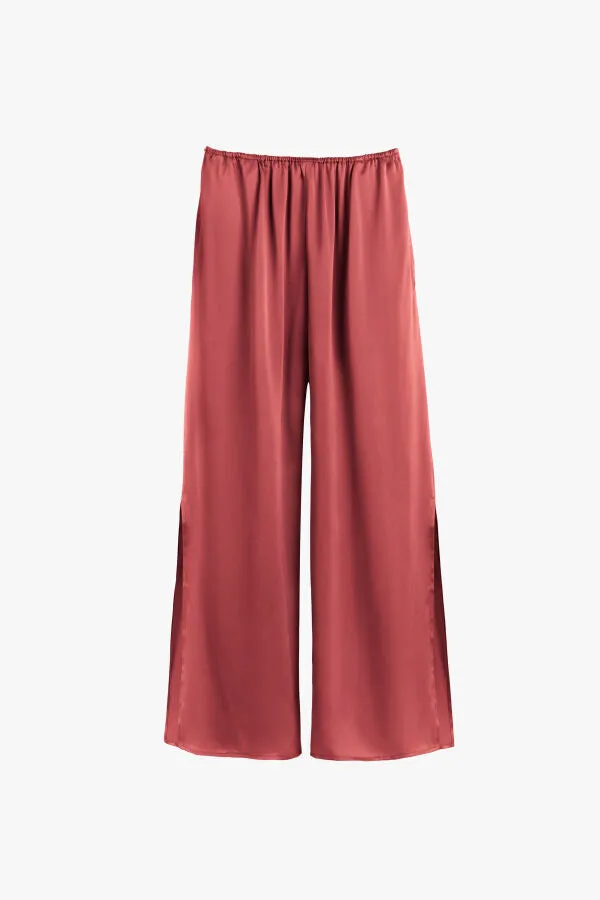 Washable Charmeuse Cropped Wide-Leg Pant