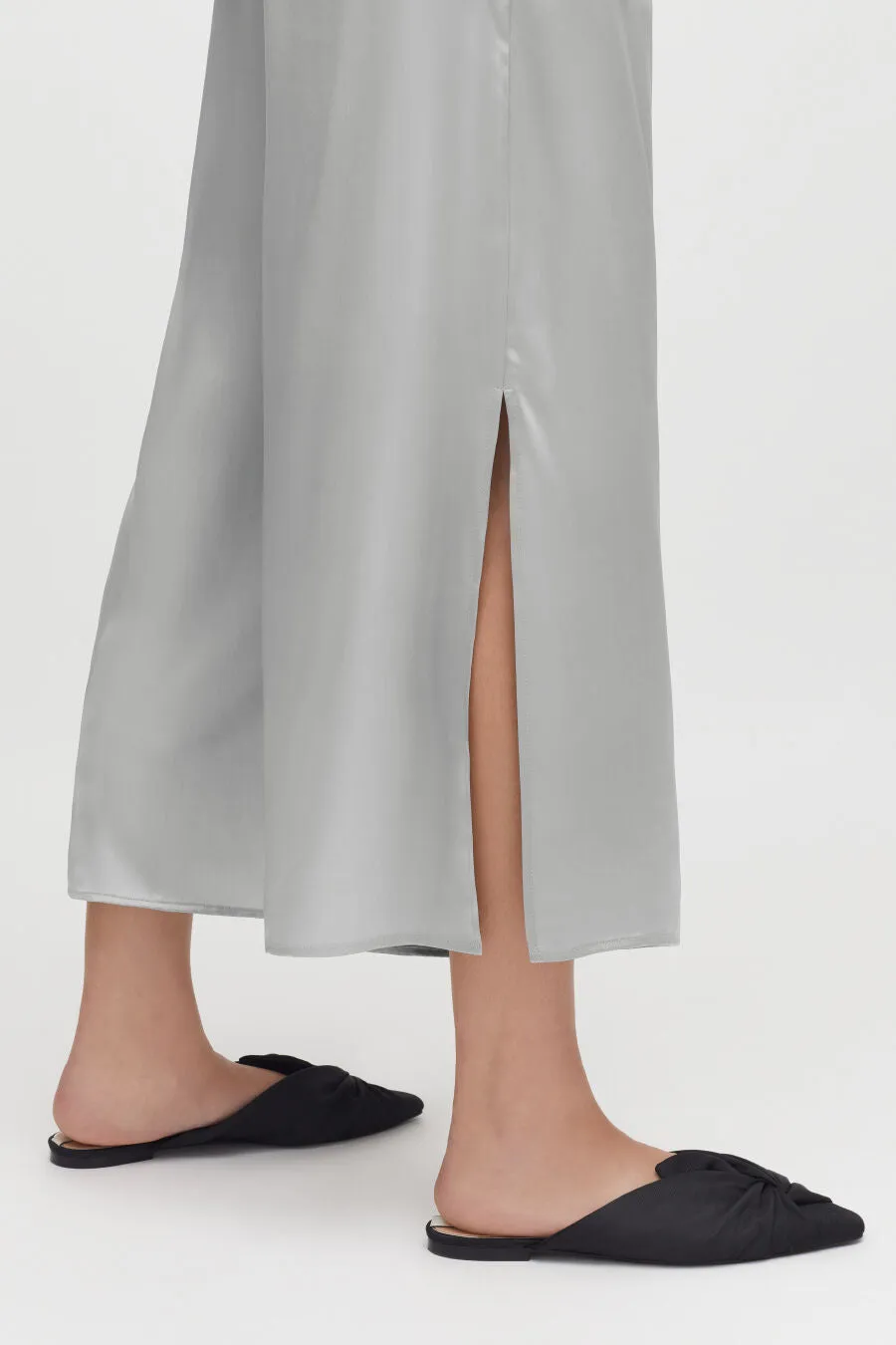 Washable Charmeuse Cropped Wide-Leg Pant