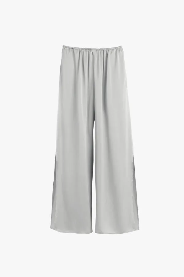 Washable Charmeuse Cropped Wide-Leg Pant