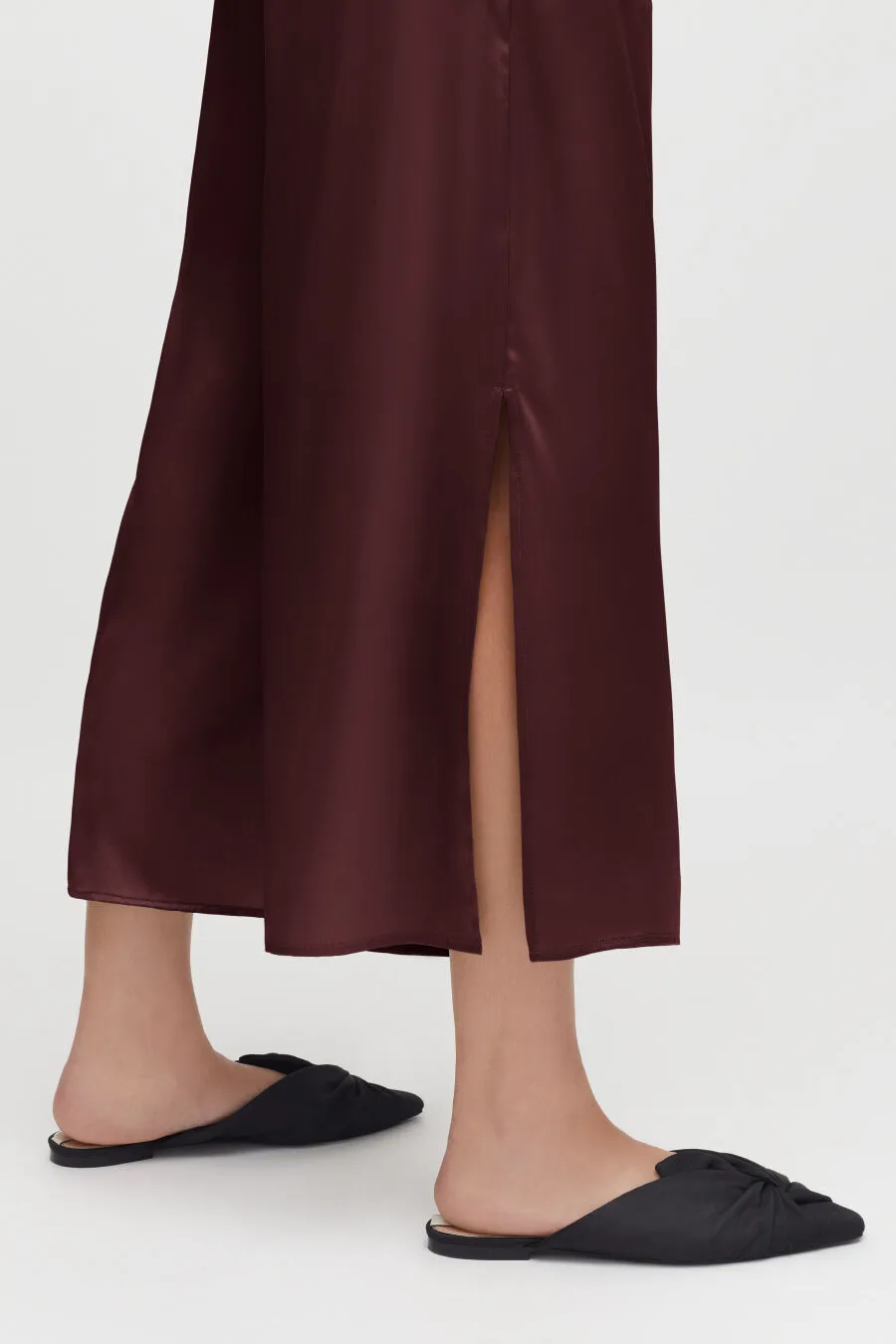 Washable Charmeuse Cropped Wide-Leg Pant