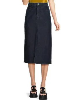 We Wore What Womens Denim High Rise Midi Skirt