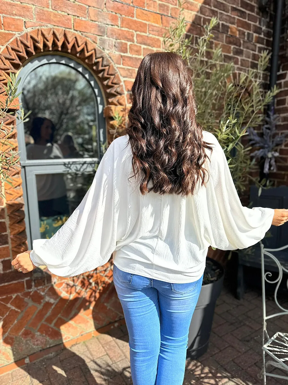 White Balloon Sleeve Blouse Teya