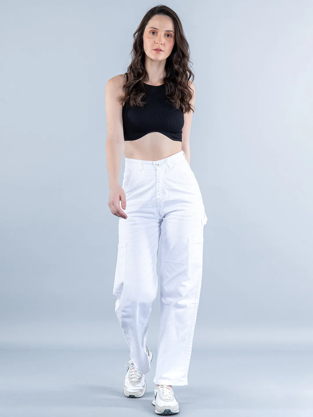 White Cargo Jeans For Women