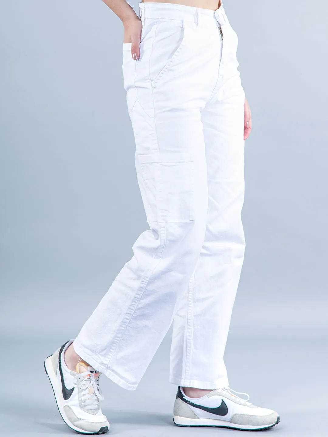 White Cargo Jeans For Women