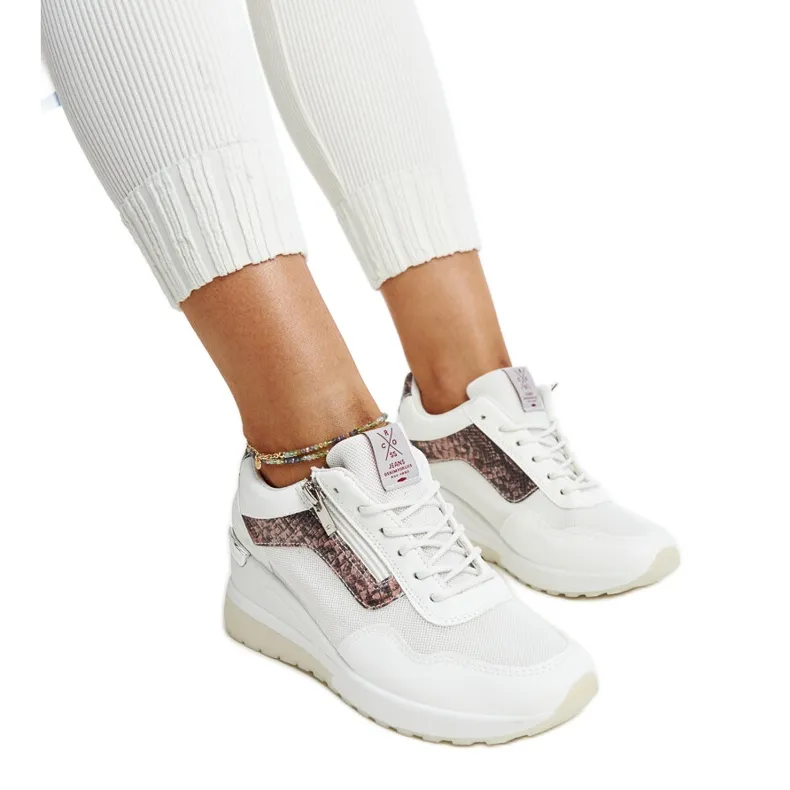 White women's wedge sneakers by Cross Jeans