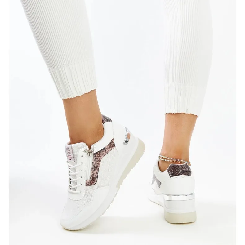 White women's wedge sneakers by Cross Jeans