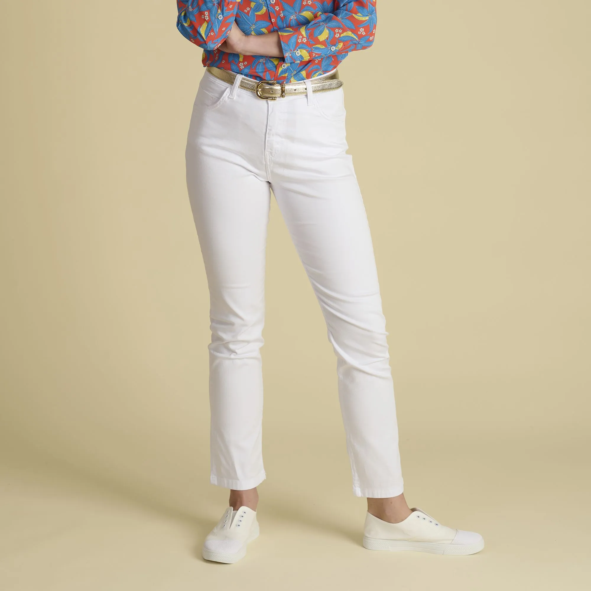 White Cotton Stretch Lily Jeans