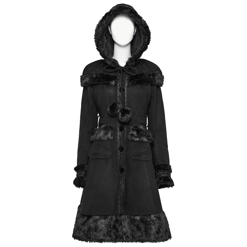 Women's Lolita Hooded Bowknot Overcoat