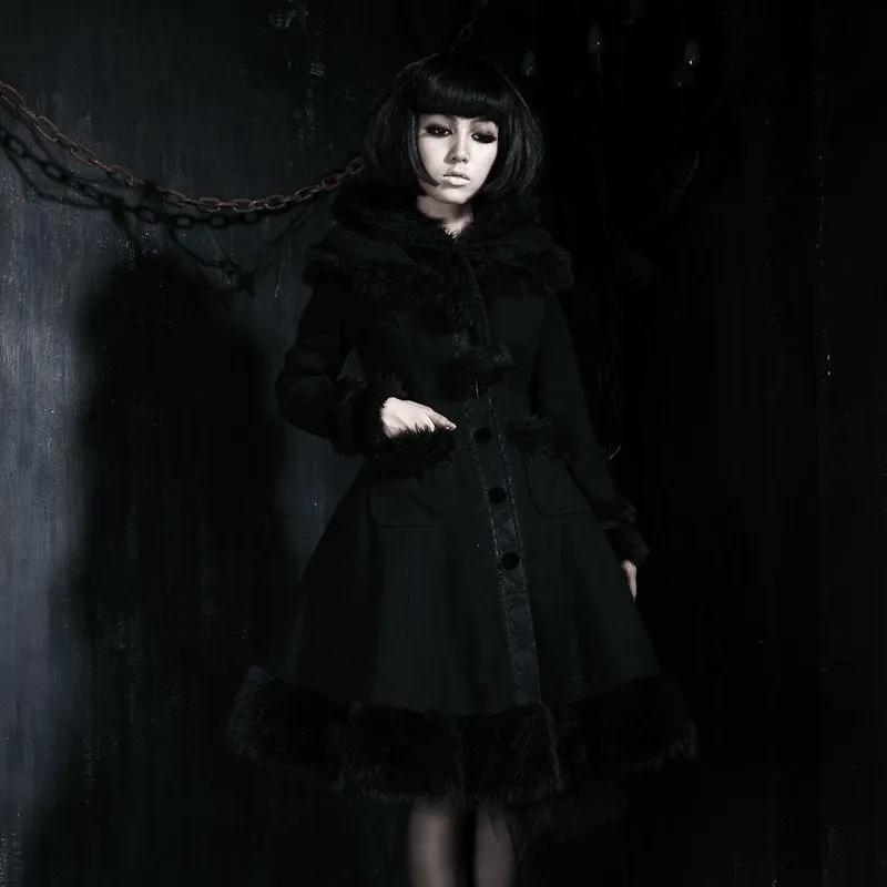 Women's Lolita Hooded Bowknot Overcoat