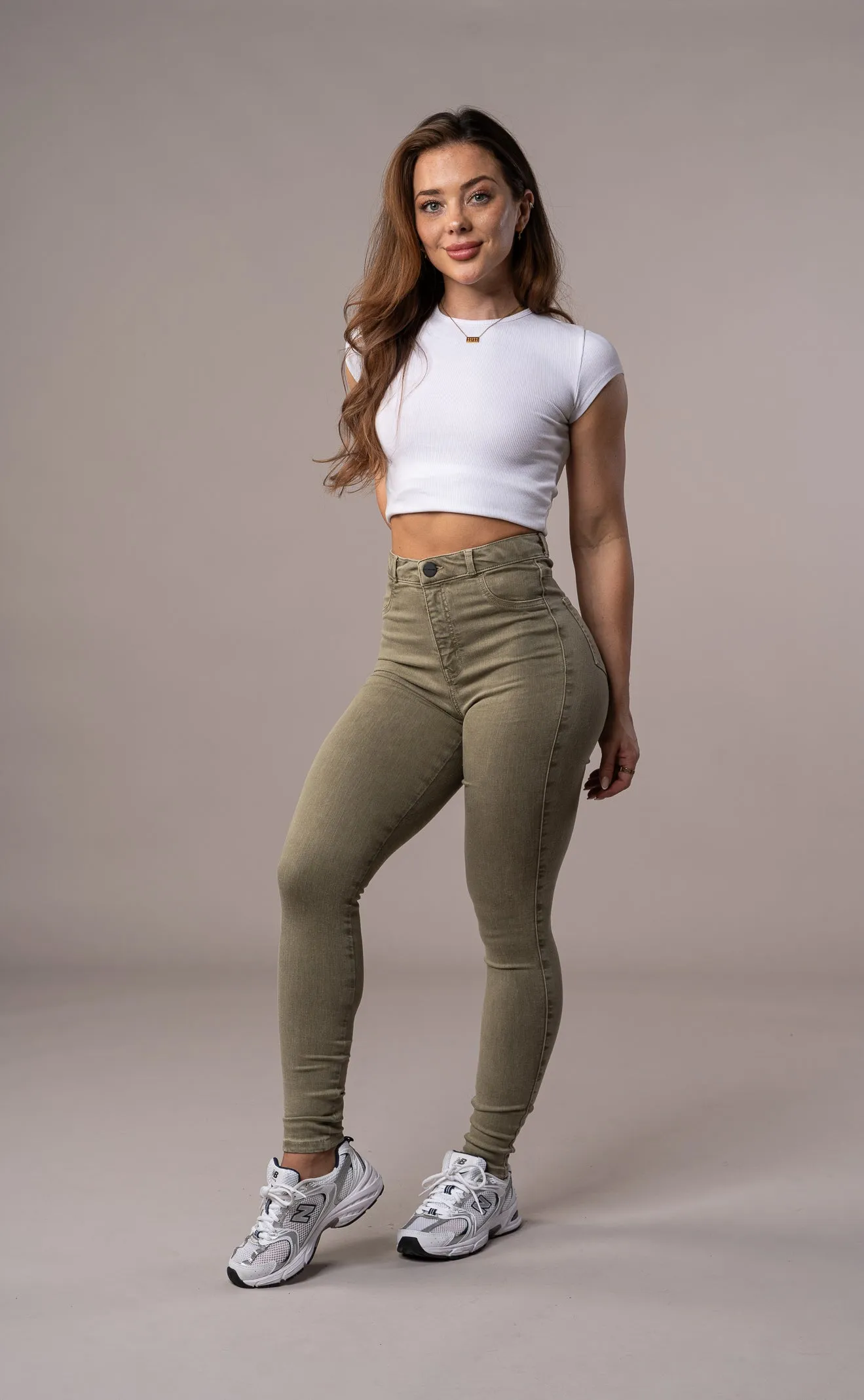 Womens Pastel Fitjeans - Khaki